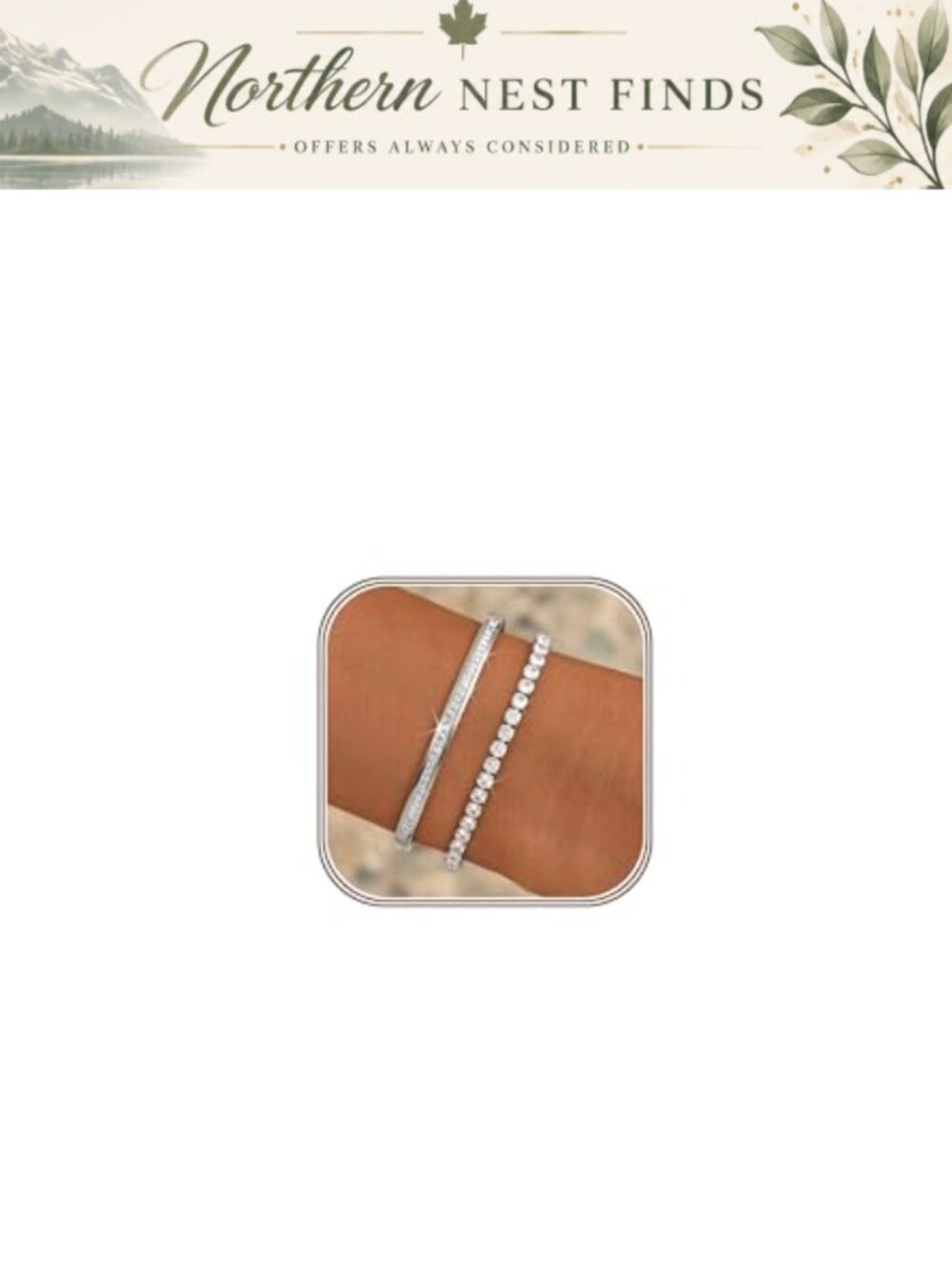 18K Gold Plated Tennis Bracelet Set Non Tarnish Stainless Steel Cubic Zirconia